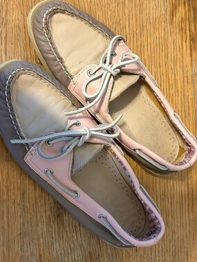 Taupe and Pink Boat Shoes